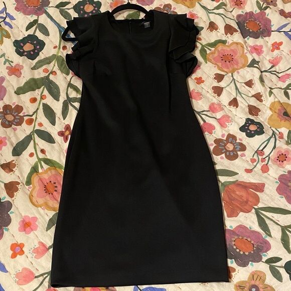Tommy Hilfiger Black Midi Dress with Ruffle Sleeves Work School Office Small 2 - Picture 2 of 4